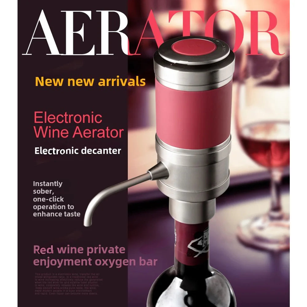 Luxurious 3-in-1 Electric Wine Aerator Decanter Dispenser & Vacuum Saver with LED Display Wine Pourer Gift for Women Wine Lover