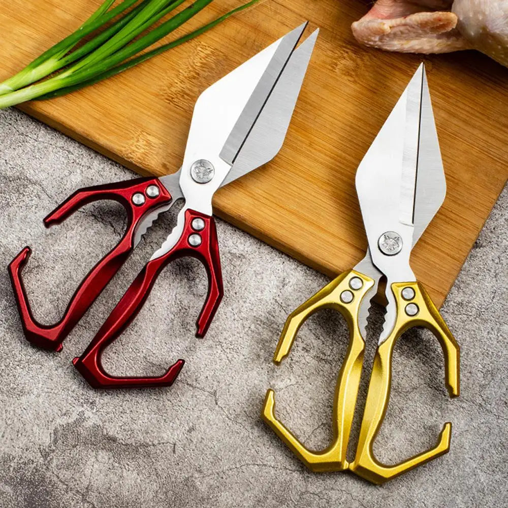 Kitchen Shears For Food Stainless Steel Meat Cutting Scissors Cooking Shears For Chicken Bottle Opener Clip Walnut Kitchen Tools