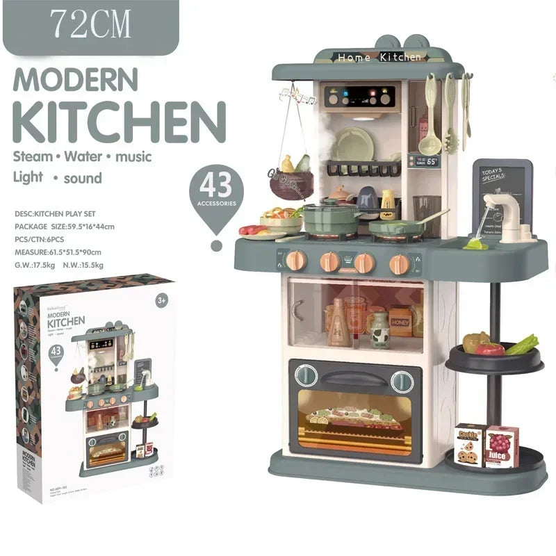72cm Children's Fashion Playing Home Simulation Kitchenware Cooking Mini Kitchen Toys Light Music Christmas Gift