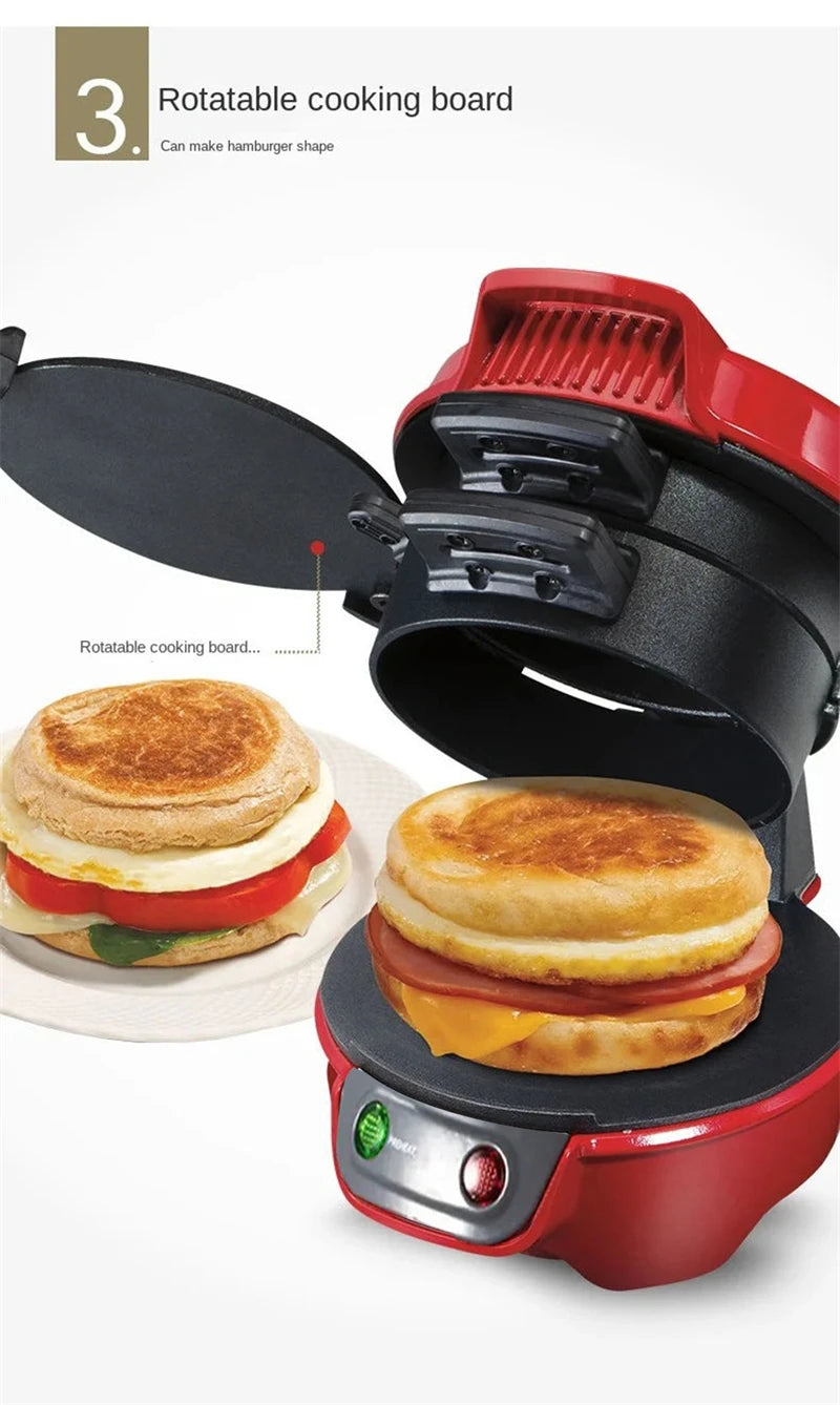 220V 110V Multifunctional burger machine Mini Breakfast Muffin Maker Household Non Stick Plates Electric Burger Maker Machine