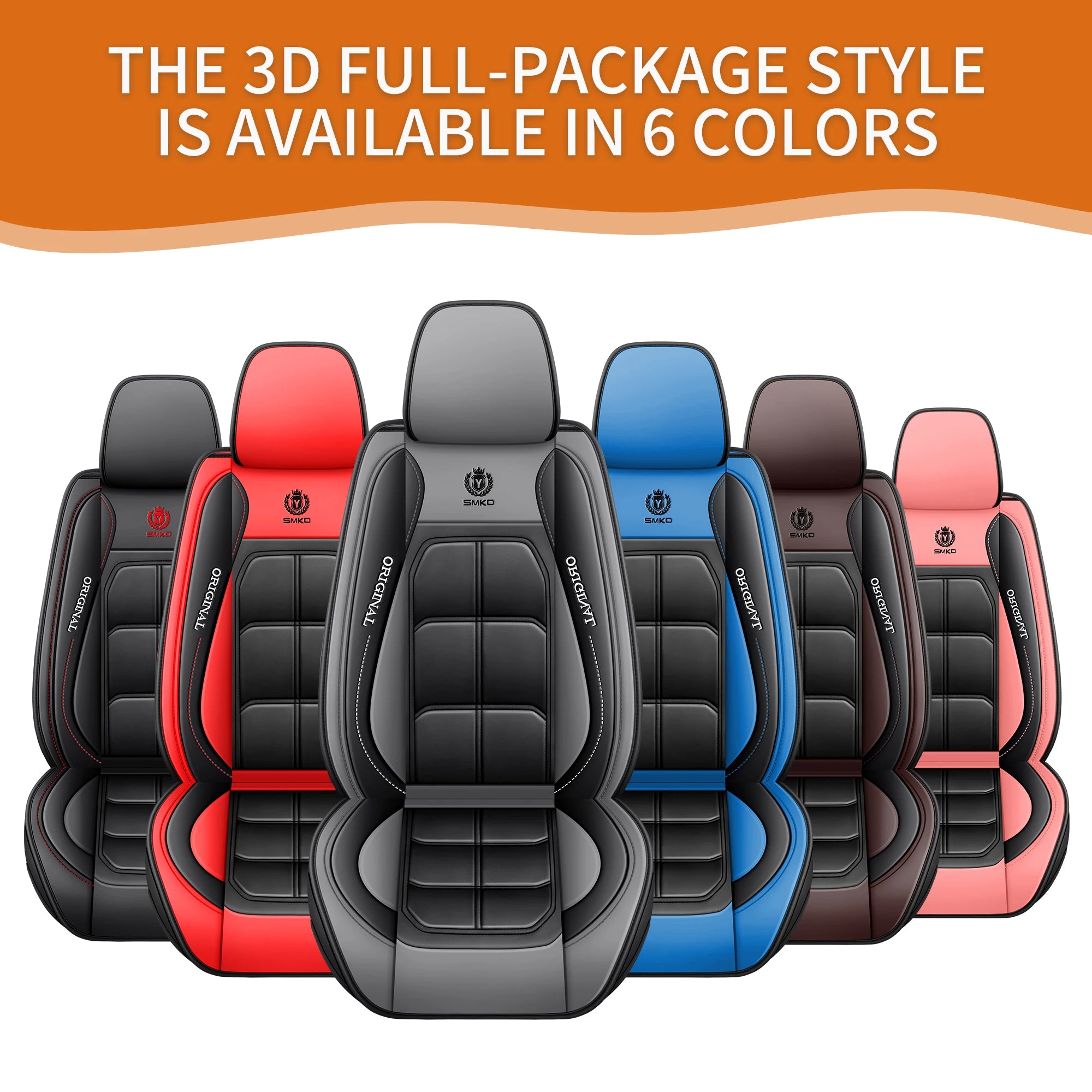 1pc Premium PU Leather Universal Fit Car Seat Cover All-Season Protector Mat with Soft Cushion Full Package Seat Cover