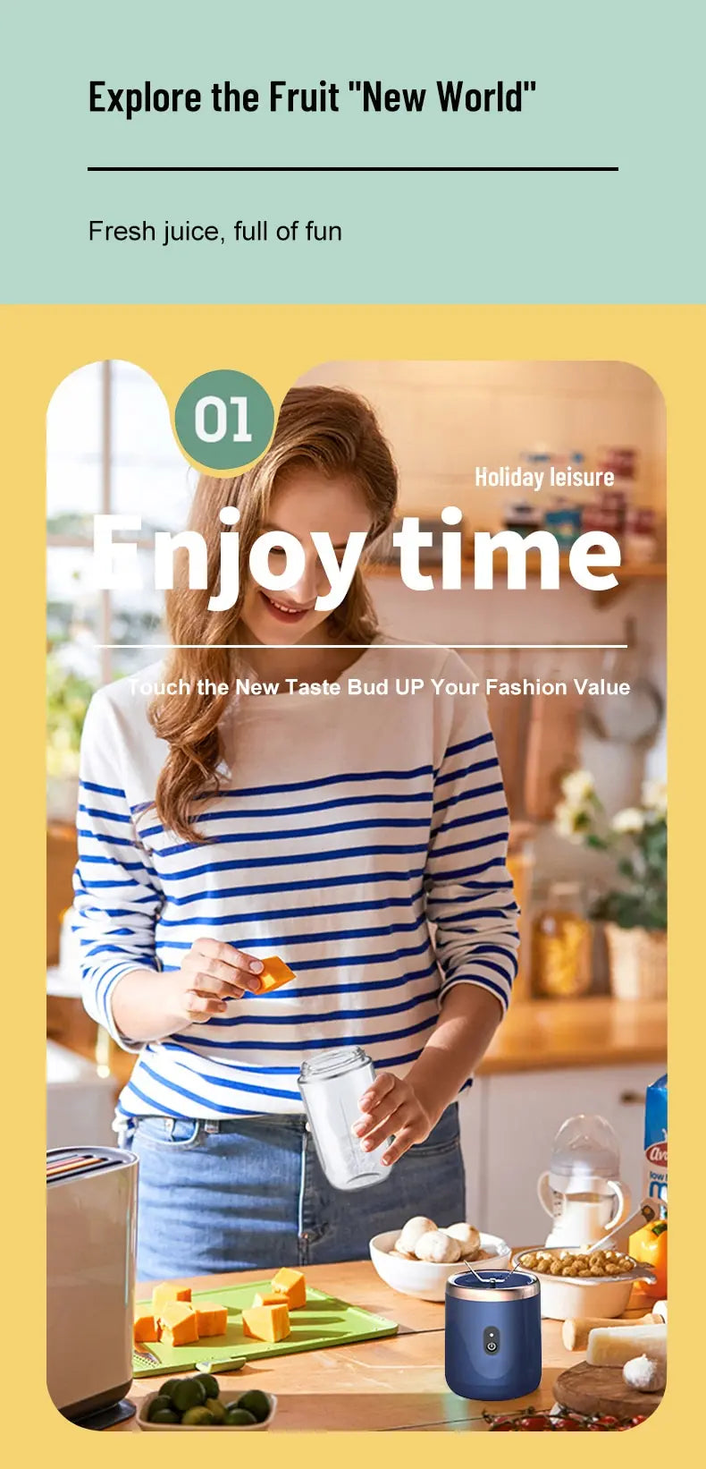 Portable Blender Bottle Electric 6 Blades Multifunction Juice Blender Fresh Juice Smoothie Blender Ice CrushCup Food Processor