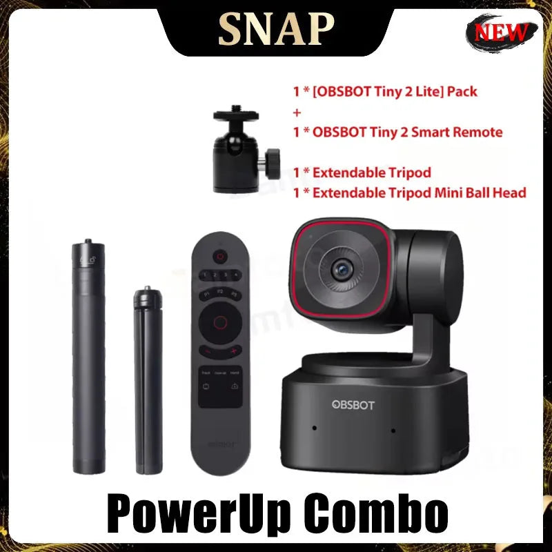 OBSBOT Tiny 2 Lite PTZ 4K Webcam 1080p@60fps HDR With AI Tracking Privacy Cover Microphone 1/2" Sensor USB2.0 Plug&play