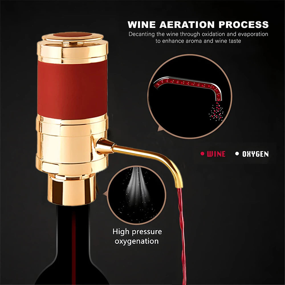 Luxurious 3-in-1 Electric Wine Aerator Decanter Dispenser & Vacuum Saver with LED Display Wine Pourer Gift for Women Wine Lover