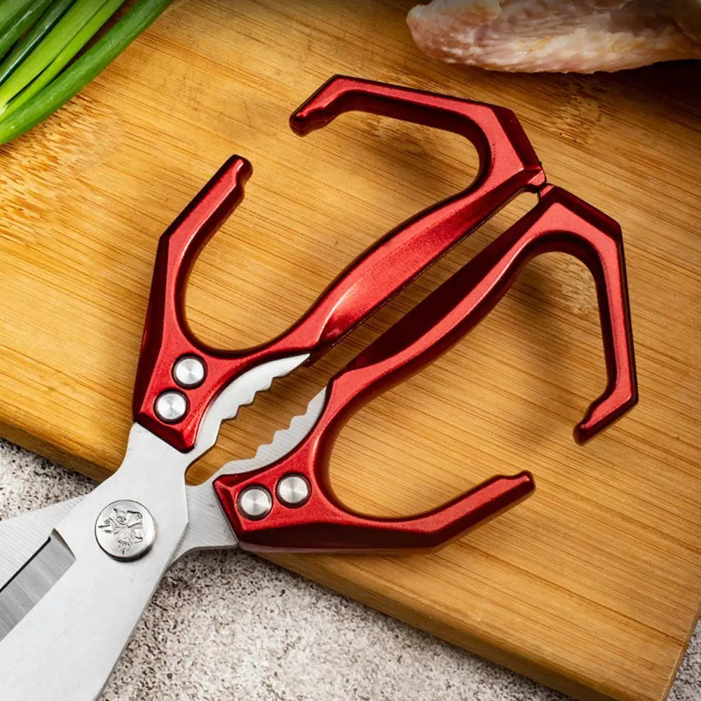 Kitchen Shears For Food Stainless Steel Meat Cutting Scissors Cooking Shears For Chicken Bottle Opener Clip Walnut Kitchen Tools