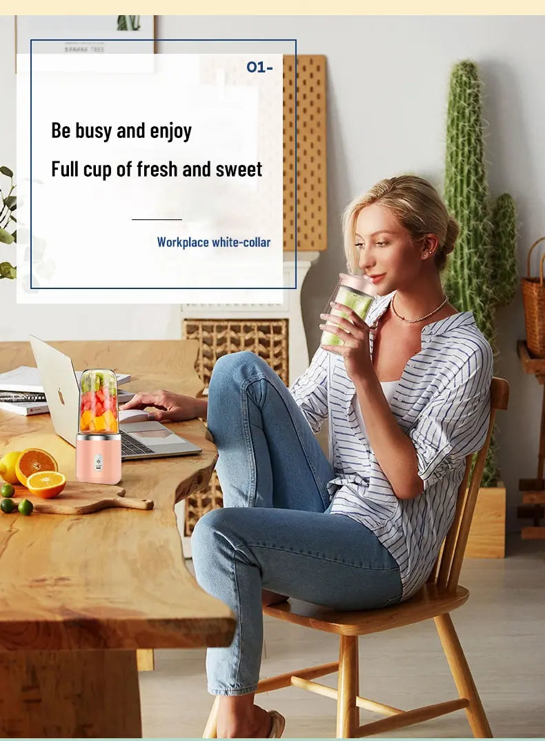 Portable Blender Bottle Electric 6 Blades Multifunction Juice Blender Fresh Juice Smoothie Blender Ice CrushCup Food Processor