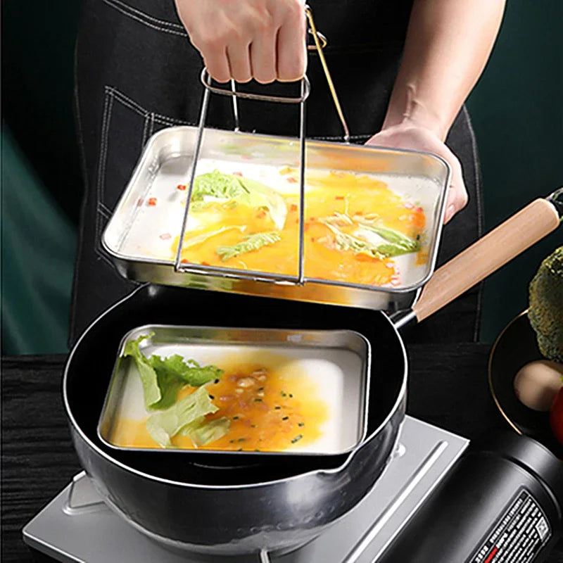 Kitchen Rectangle Stainless Steel Food Storage Serving Trays Sausage Noodles Fruits Dish Restaurant Hotel Metal Dinnerware Plate