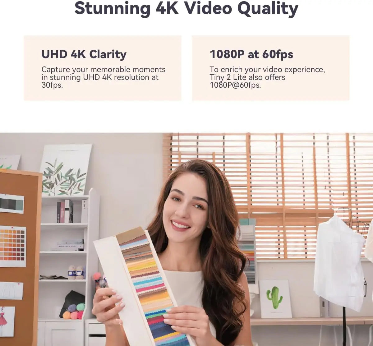 OBSBOT Tiny 2 Lite PTZ 4K Webcam 1080p@60fps HDR With AI Tracking Privacy Cover Microphone 1/2" Sensor USB2.0 Plug&play