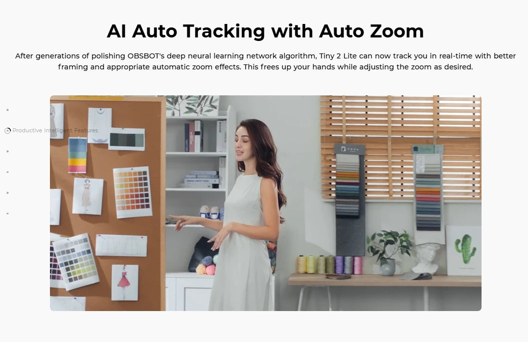 OBSBOT Tiny 2 Lite PTZ 4K Webcam 1080p@60fps HDR With AI Tracking Privacy Cover Microphone 1/2" Sensor USB2.0 Plug&play