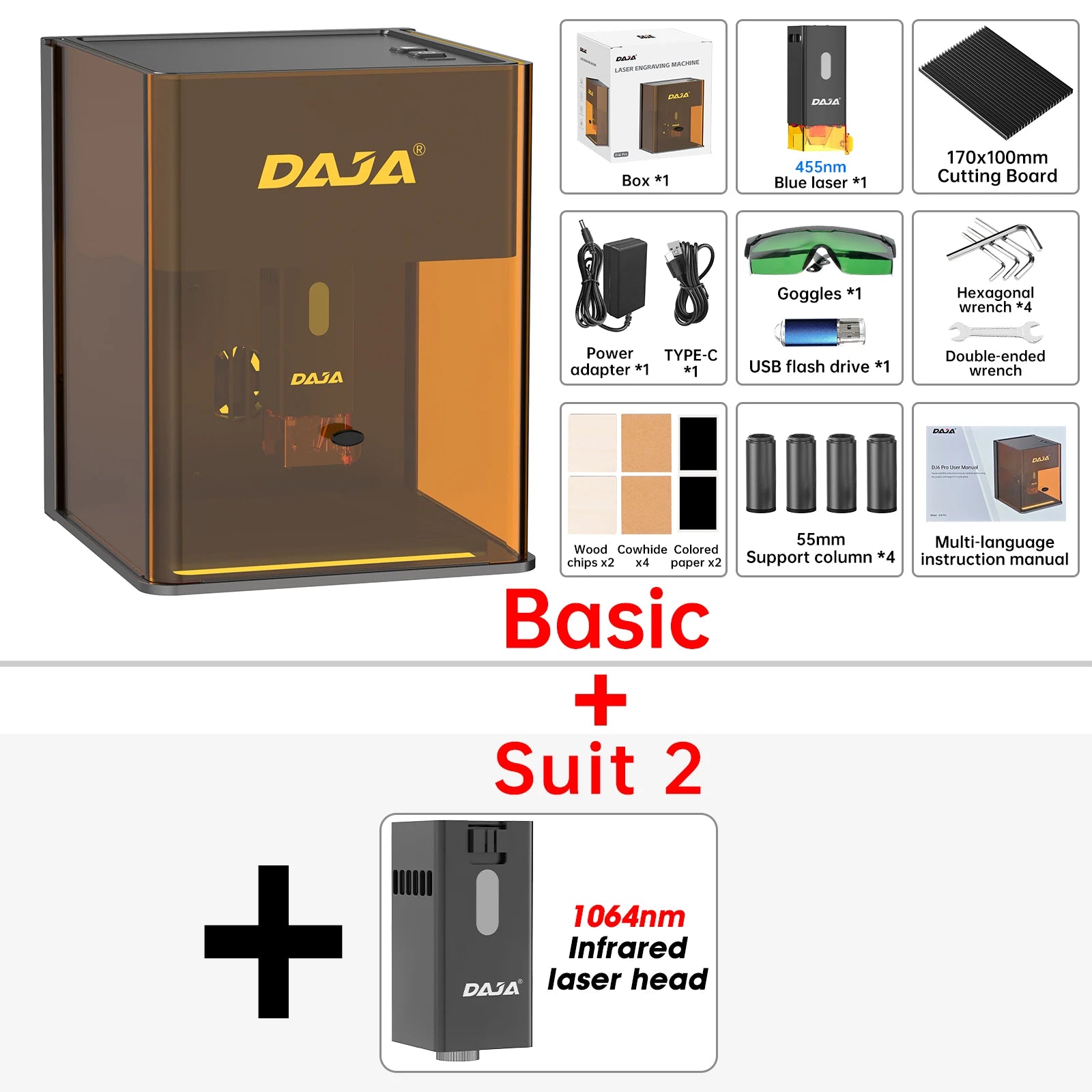 DAJA DJ6 Pro Mini Laser Engraving Machine Safety Cover Cut Business Engraving Machine for Metal JewelryWood Acrylic Glass