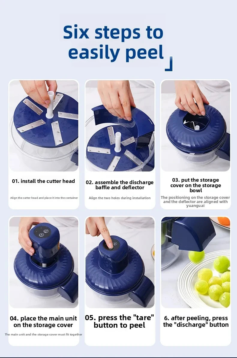 New Automatic Fruit Peeler Machine Wireless Portable for Plum Peach and Grape Fast Easy Home Kitchen Gadget