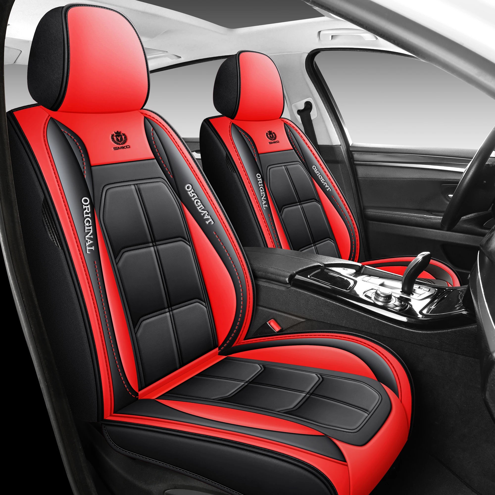 1pc Premium PU Leather Universal Fit Car Seat Cover All-Season Protector Mat with Soft Cushion Full Package Seat Cover