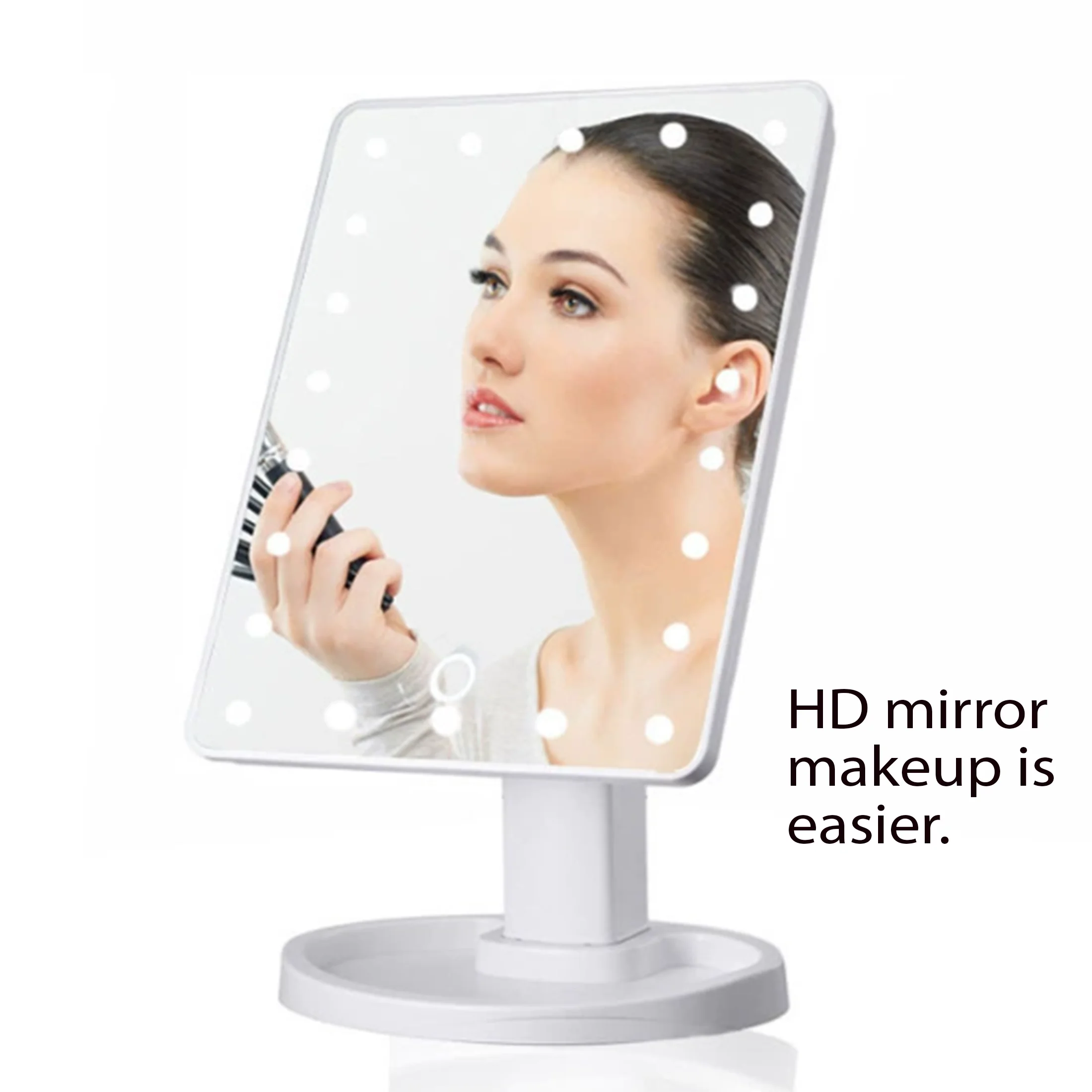 LED desktop luminous lamp cosmetic mirror desktop 360-degree rotary storage touch-sensitive cosmetic mirror