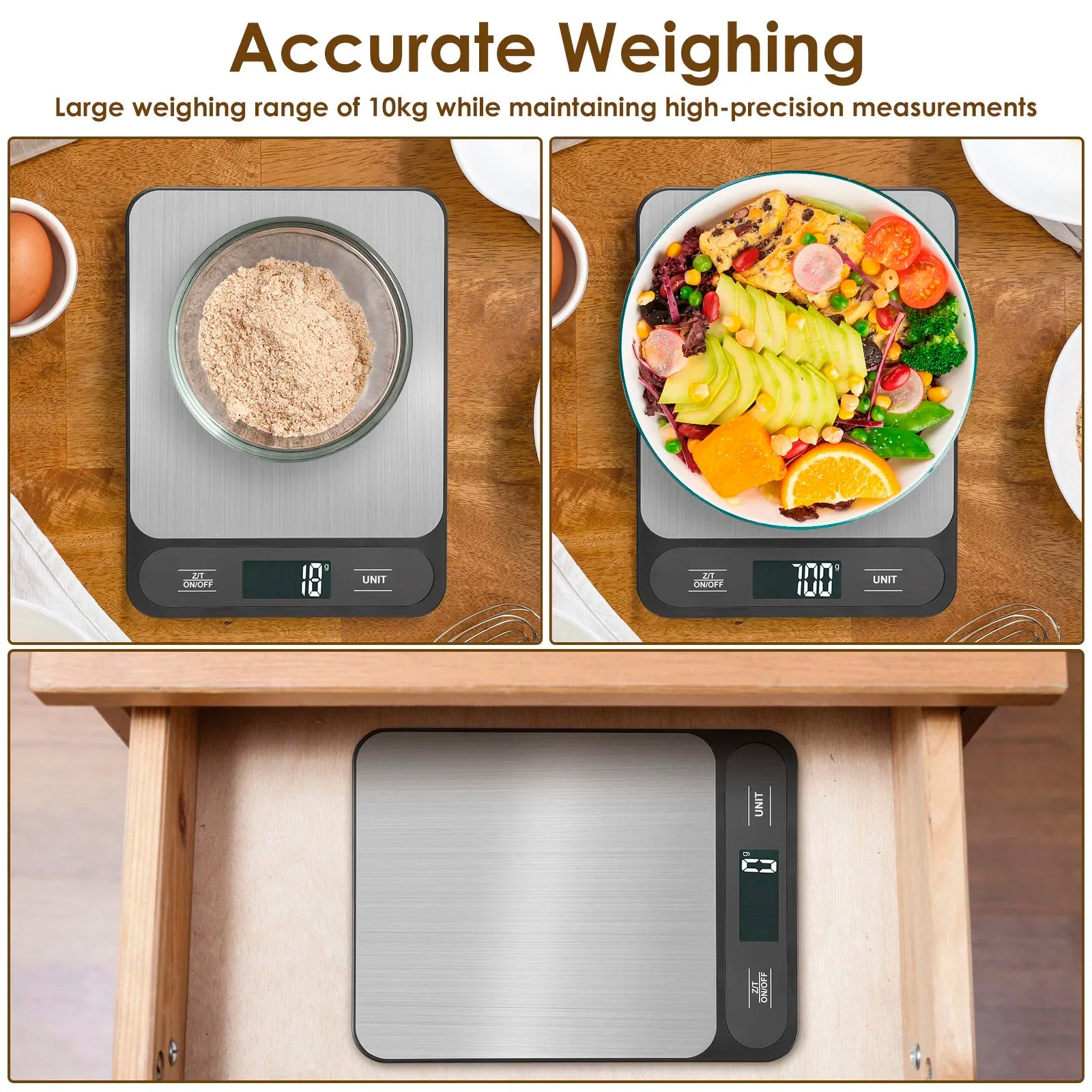 Kitchen Scale Food Weighing Scale 10kg Counting Scale with LCD Display Digital Food Scale for Baking Cooking Kitchen Accessiores