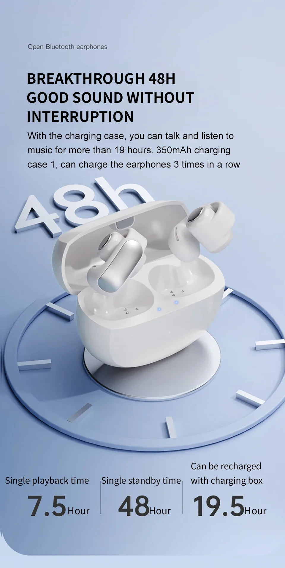 New V12 Earphones Wireless Bluetooth 5.3 Open Headsets HiFi Stereo Sport Earbuds HD Mic Call Ear Clip Headphones For BOSE Ultra