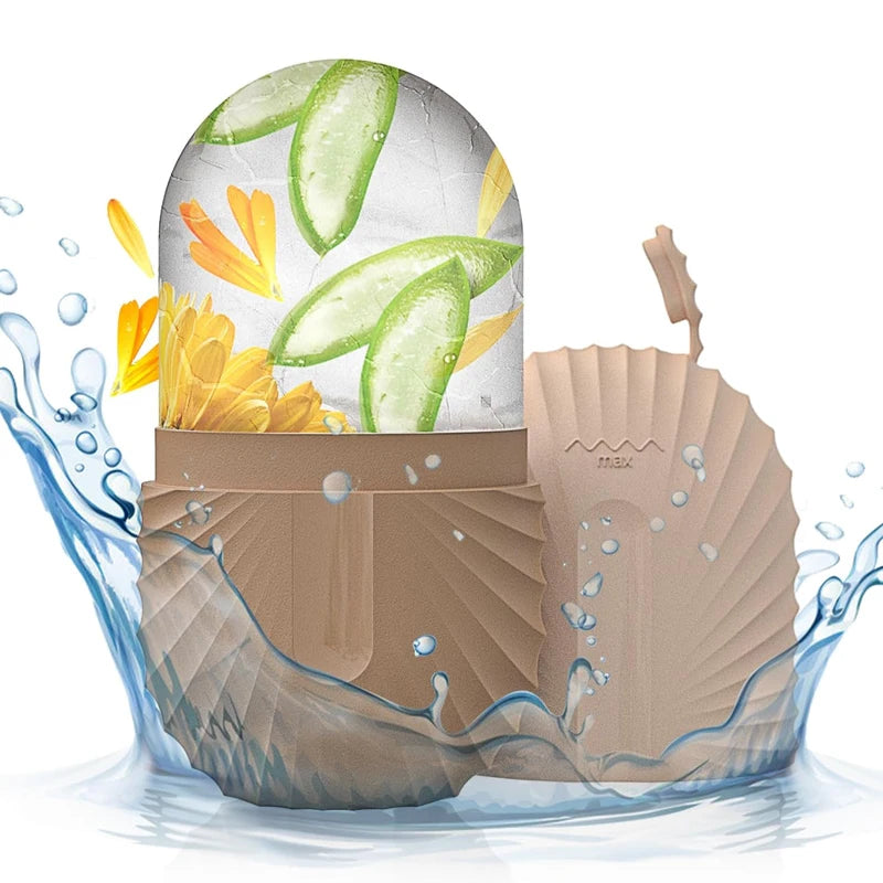 Ice Face Roller & Silicone Ice Cube Mold – Facial Massage Tool for Eye Puffiness, Shrinking Pores & Skin Refreshing