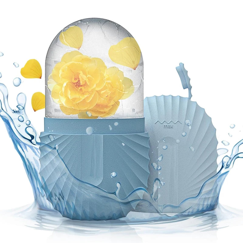 Ice Face Roller & Silicone Ice Cube Mold – Facial Massage Tool for Eye Puffiness, Shrinking Pores & Skin Refreshing