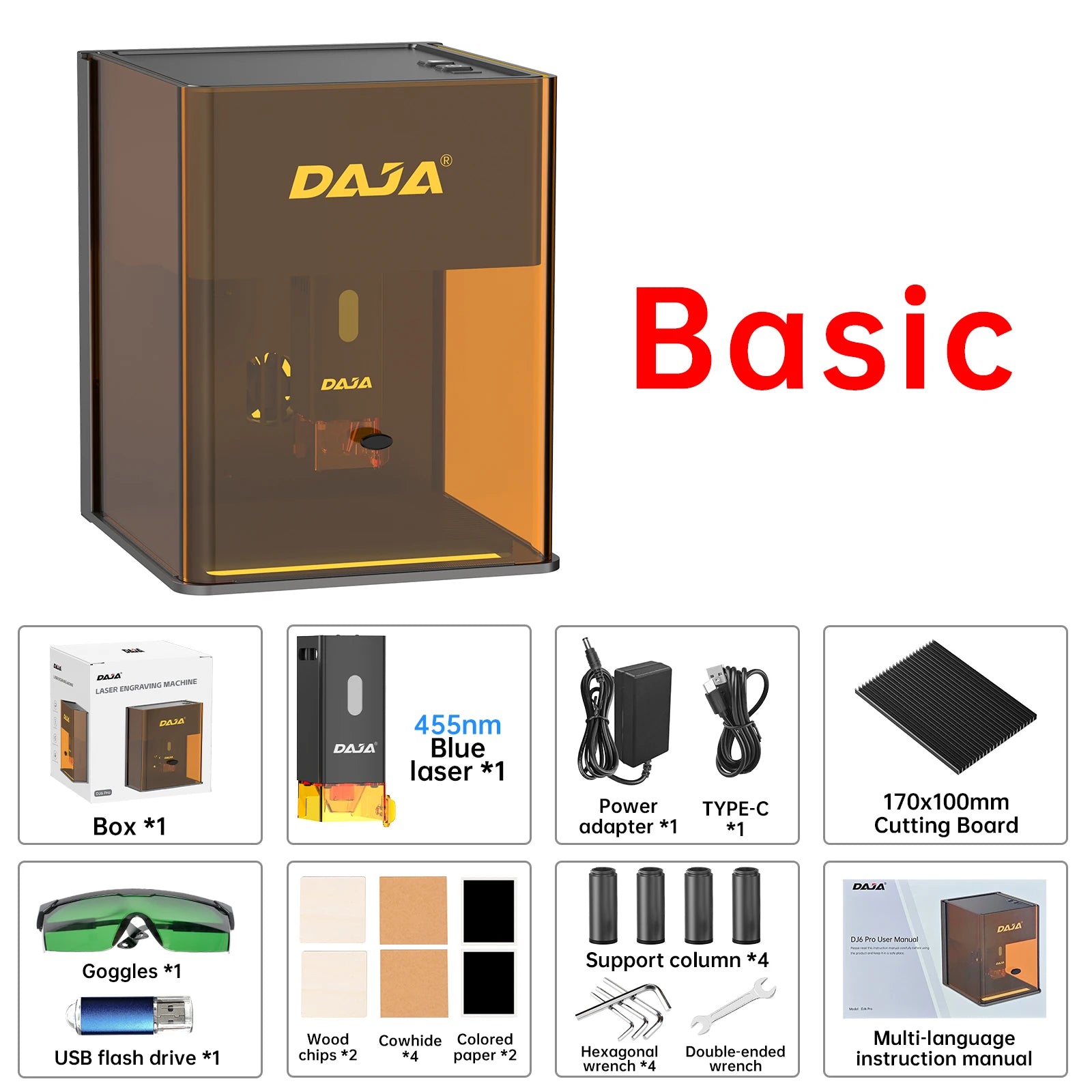 DAJA DJ6 Pro Mini Laser Engraving Machine Safety Cover Cut Business Engraving Machine for Metal JewelryWood Acrylic Glass