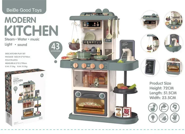 72cm Children's Fashion Playing Home Simulation Kitchenware Cooking Mini Kitchen Toys Light Music Christmas Gift