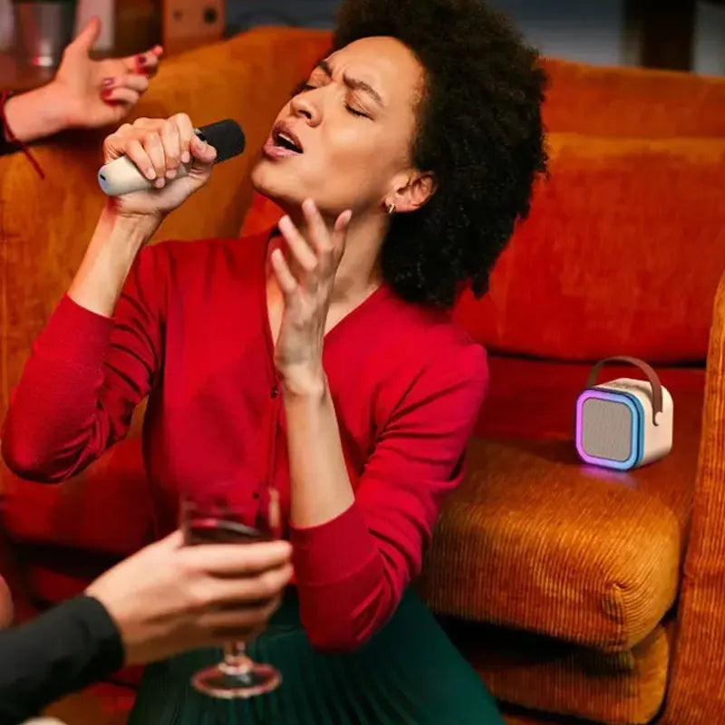 New Portable Bluetooth K12 Karaoke Machine Speaker With 1-2 Wireless Microphones HiFi Singing Family Loudspeaker Children's Gift