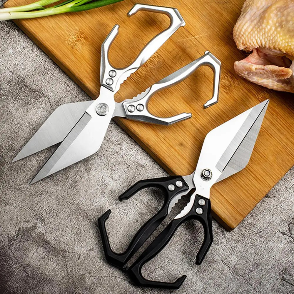 Kitchen Shears For Food Stainless Steel Meat Cutting Scissors Cooking Shears For Chicken Bottle Opener Clip Walnut Kitchen Tools