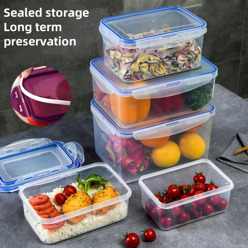 Kitchen Refrigerator with Lid Sealed Rectangular Storage Box Plastic Preservation Box with Lid Microwave Heating Lunch Box