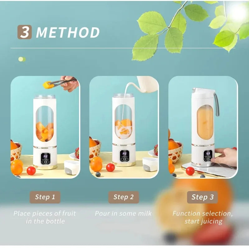Portable Electric Juicer 450ml Juice Blenders USB Recharable Mini Fruit Mixer Wireless Juicer Bottle Fresh Juice Extractor