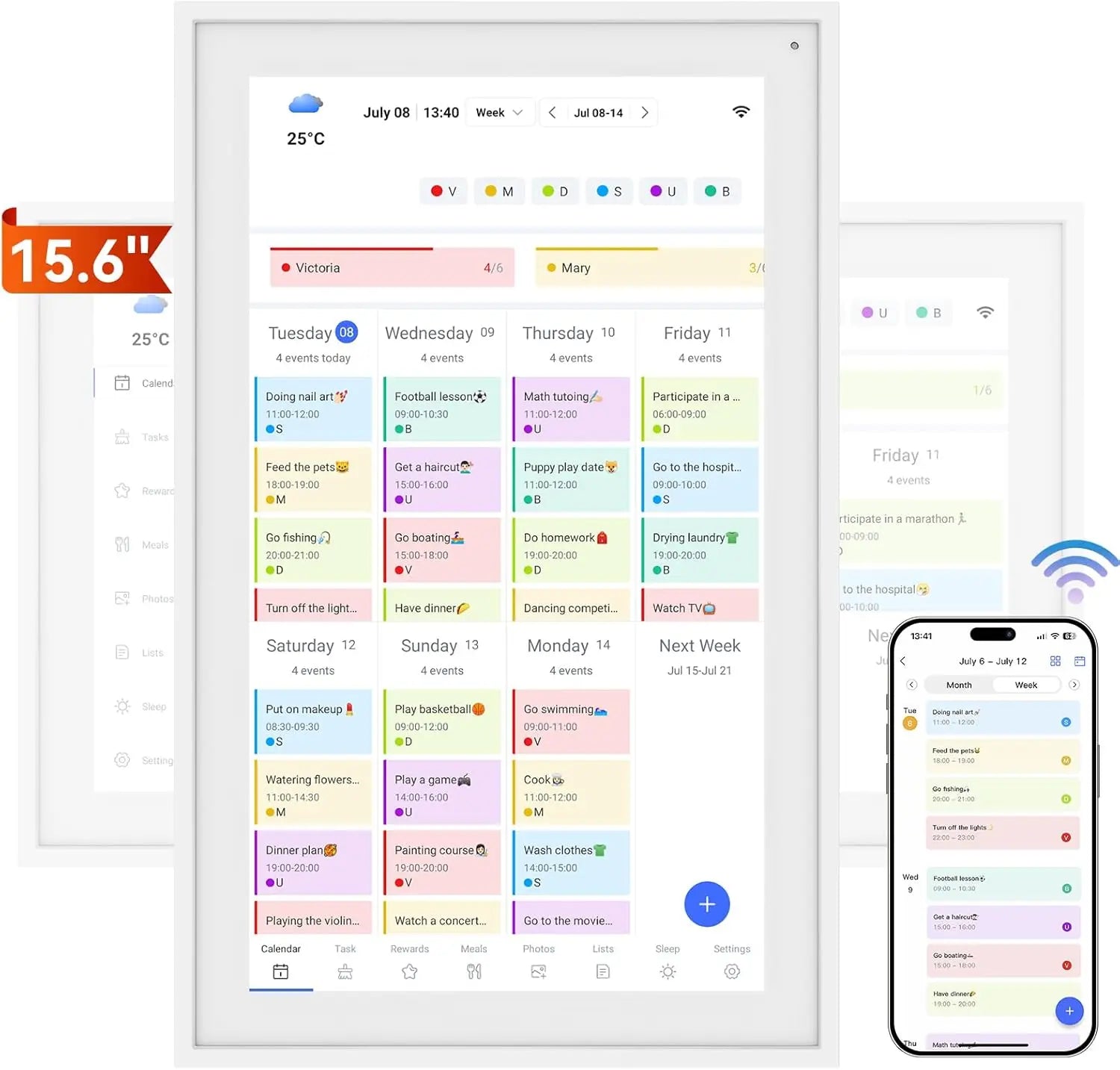 AHXJKA15.6 Inch Digital Smart Calendar Chore Chart 1080P Interactive Touchscreen Wall Desk Mount Electronic Smart Family Planner