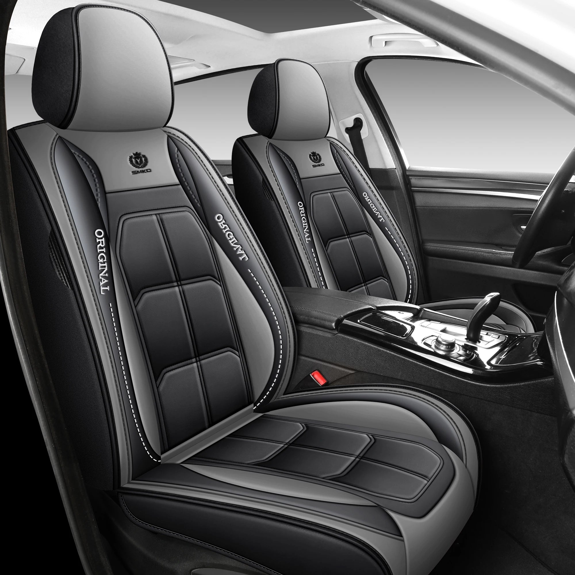 1pc Premium PU Leather Universal Fit Car Seat Cover All-Season Protector Mat with Soft Cushion Full Package Seat Cover