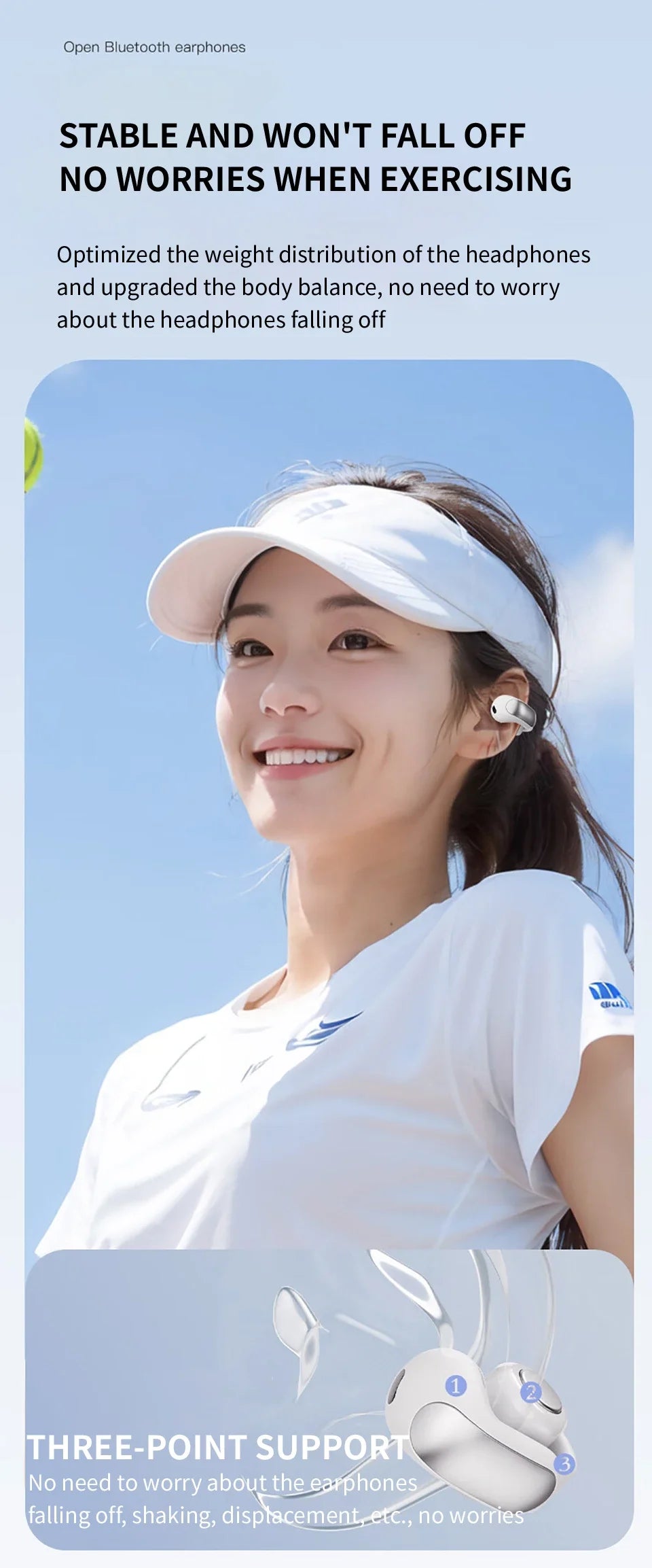 New V12 Earphones Wireless Bluetooth 5.3 Open Headsets HiFi Stereo Sport Earbuds HD Mic Call Ear Clip Headphones For BOSE Ultra