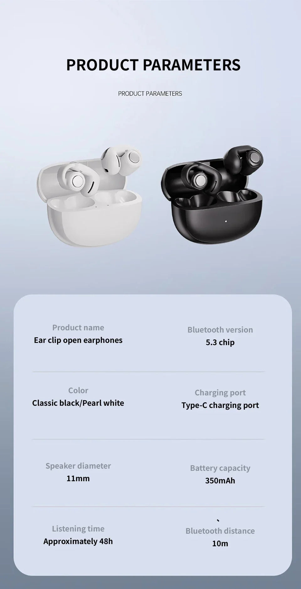 New V12 Earphones Wireless Bluetooth 5.3 Open Headsets HiFi Stereo Sport Earbuds HD Mic Call Ear Clip Headphones For BOSE Ultra