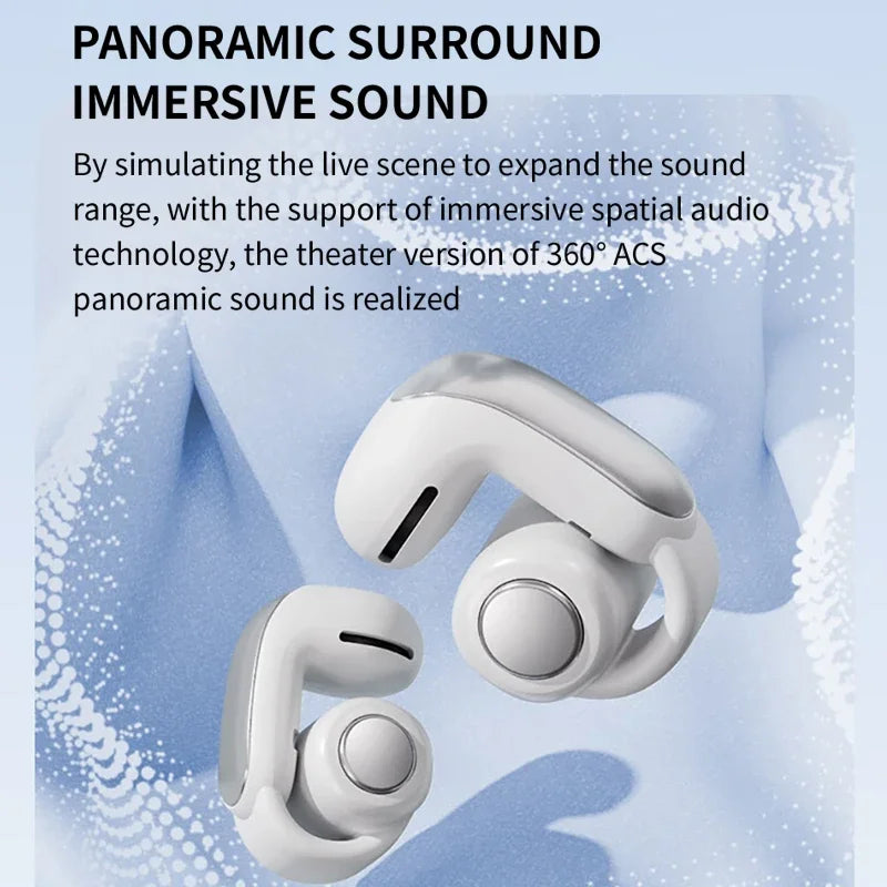 New V12 Earphones Wireless Bluetooth 5.3 Open Headsets HiFi Stereo Sport Earbuds HD Mic Call Ear Clip Headphones For BOSE Ultra