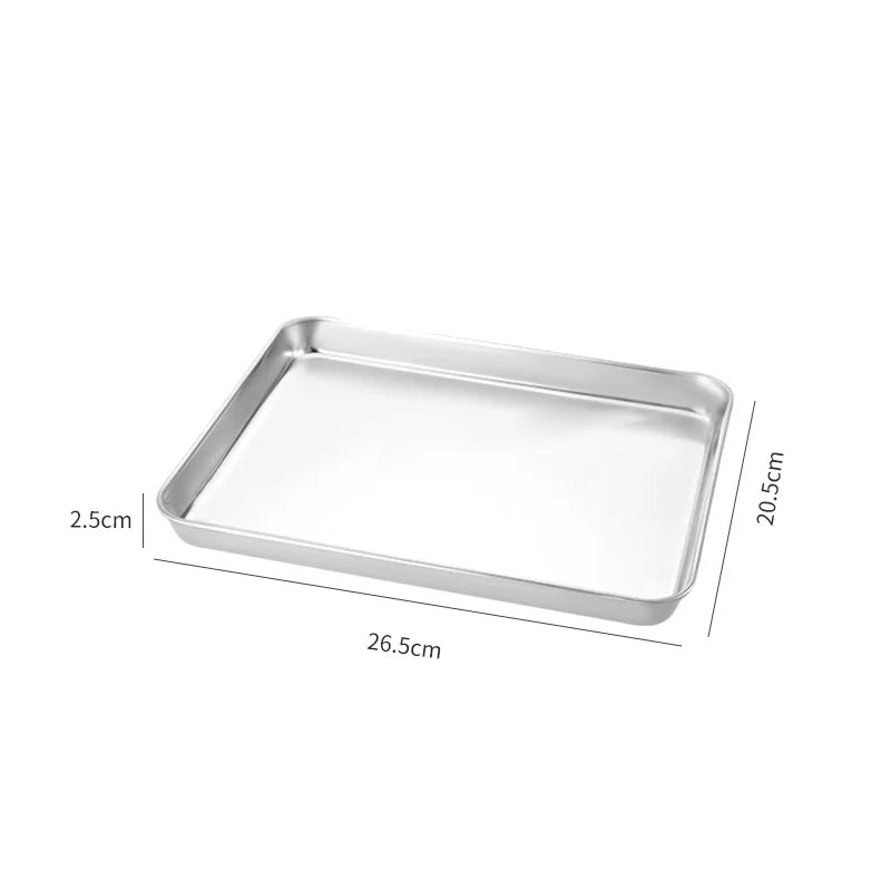 Kitchen Rectangle Stainless Steel Food Storage Serving Trays Sausage Noodles Fruits Dish Restaurant Hotel Metal Dinnerware Plate