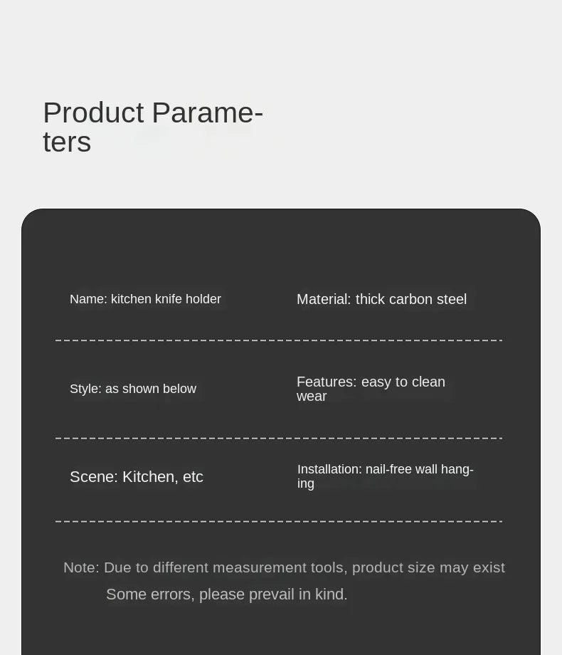 Kitchen knife rack, chopstick holder, wall-mounted multifunctional countertop, cutting board, and tool storage rack