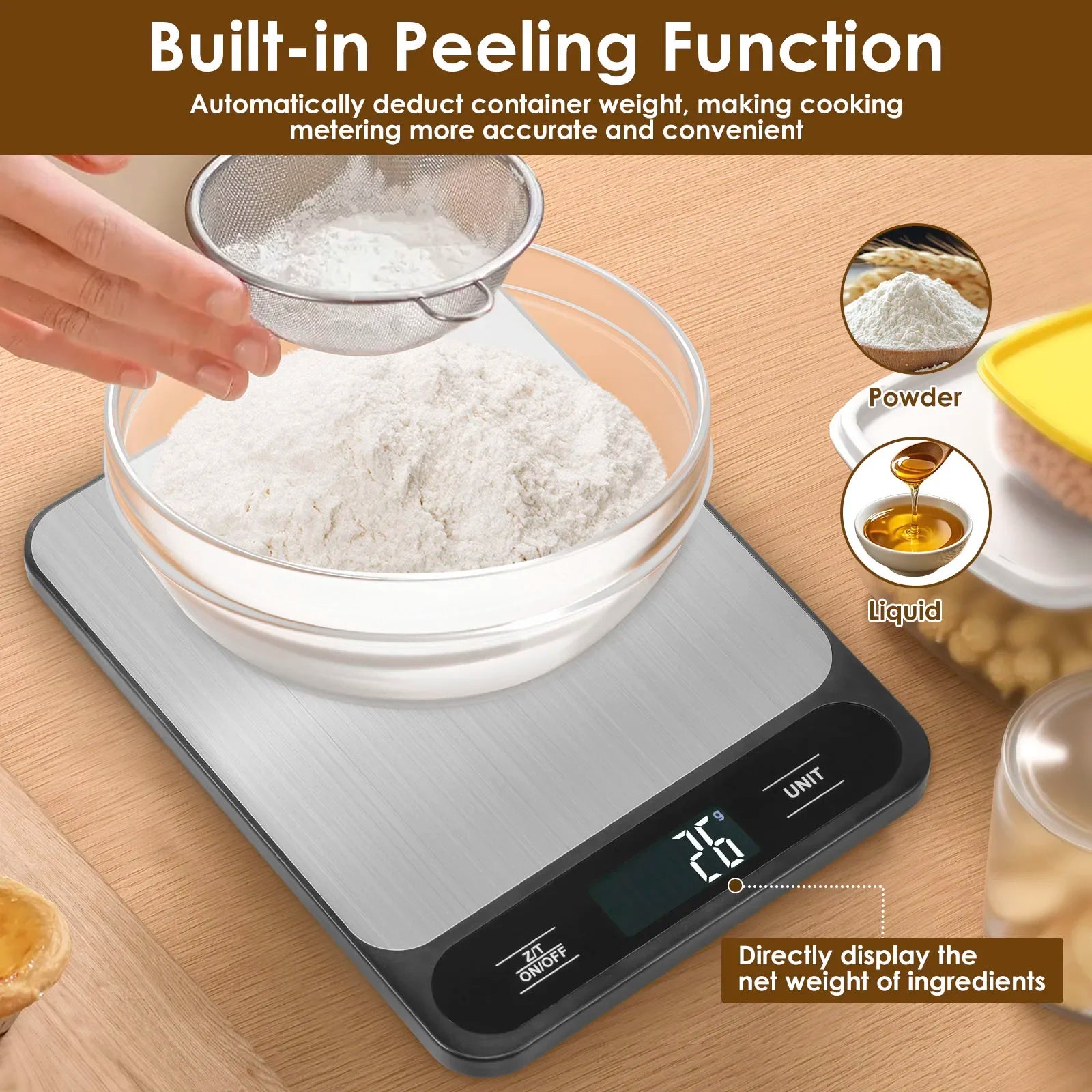 Kitchen Scale Food Weighing Scale 10kg Counting Scale with LCD Display Digital Food Scale for Baking Cooking Kitchen Accessiores