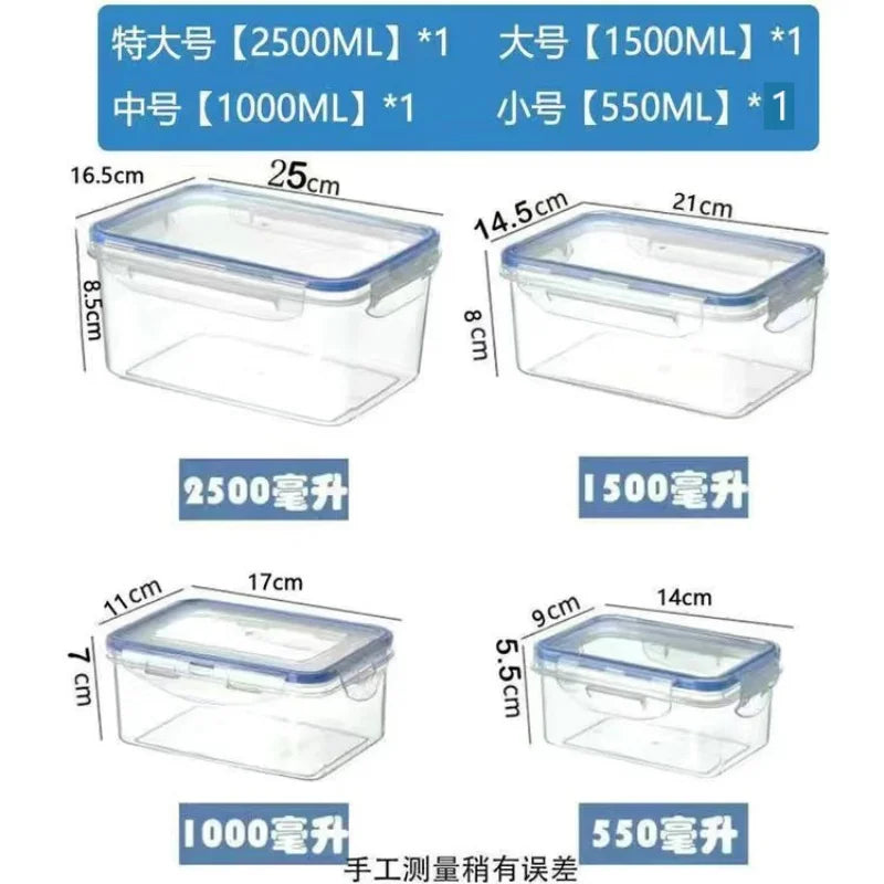 Kitchen Refrigerator with Lid Sealed Rectangular Storage Box Plastic Preservation Box with Lid Microwave Heating Lunch Box