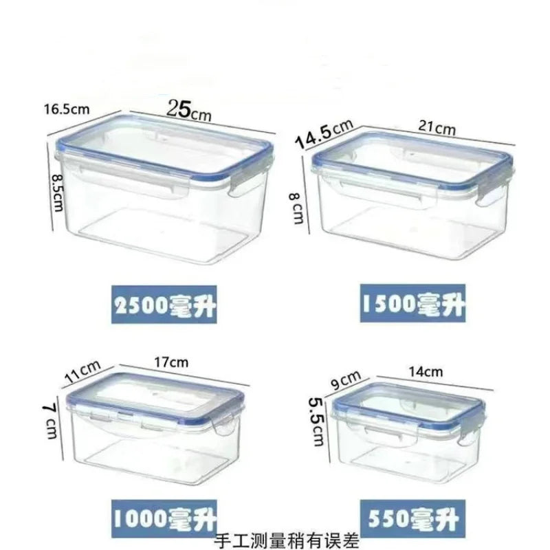 Kitchen Refrigerator with Lid Sealed Rectangular Storage Box Plastic Preservation Box with Lid Microwave Heating Lunch Box