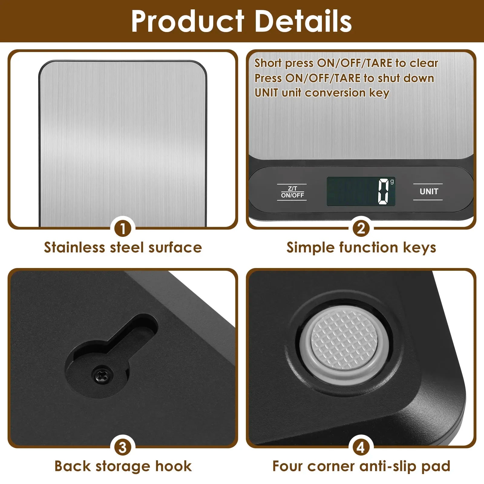 Kitchen Scale Food Weighing Scale 10kg Counting Scale with LCD Display Digital Food Scale for Baking Cooking Kitchen Accessiores