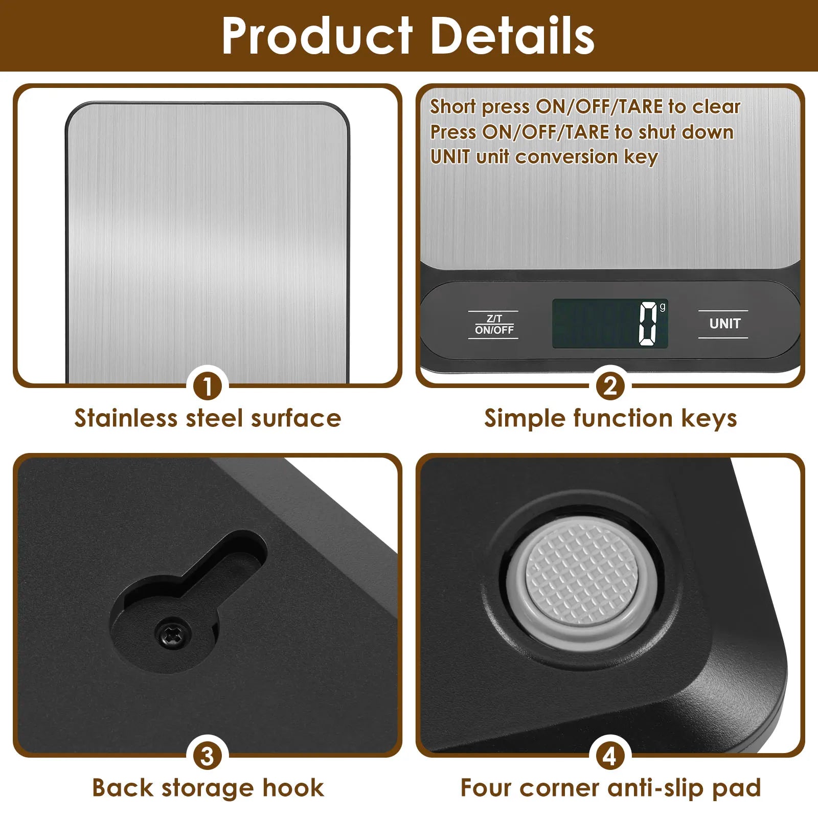 Kitchen Scale Food Weighing Scale 10kg Counting Scale with LCD Display Digital Food Scale for Baking Cooking Kitchen Accessiores