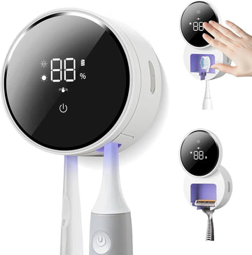 Wall Mounted Toothbrush Holder & Toothbrush Cleaner,Electric ToothBrush Holder, Razor Holder, with Auto Inductive Open/Close