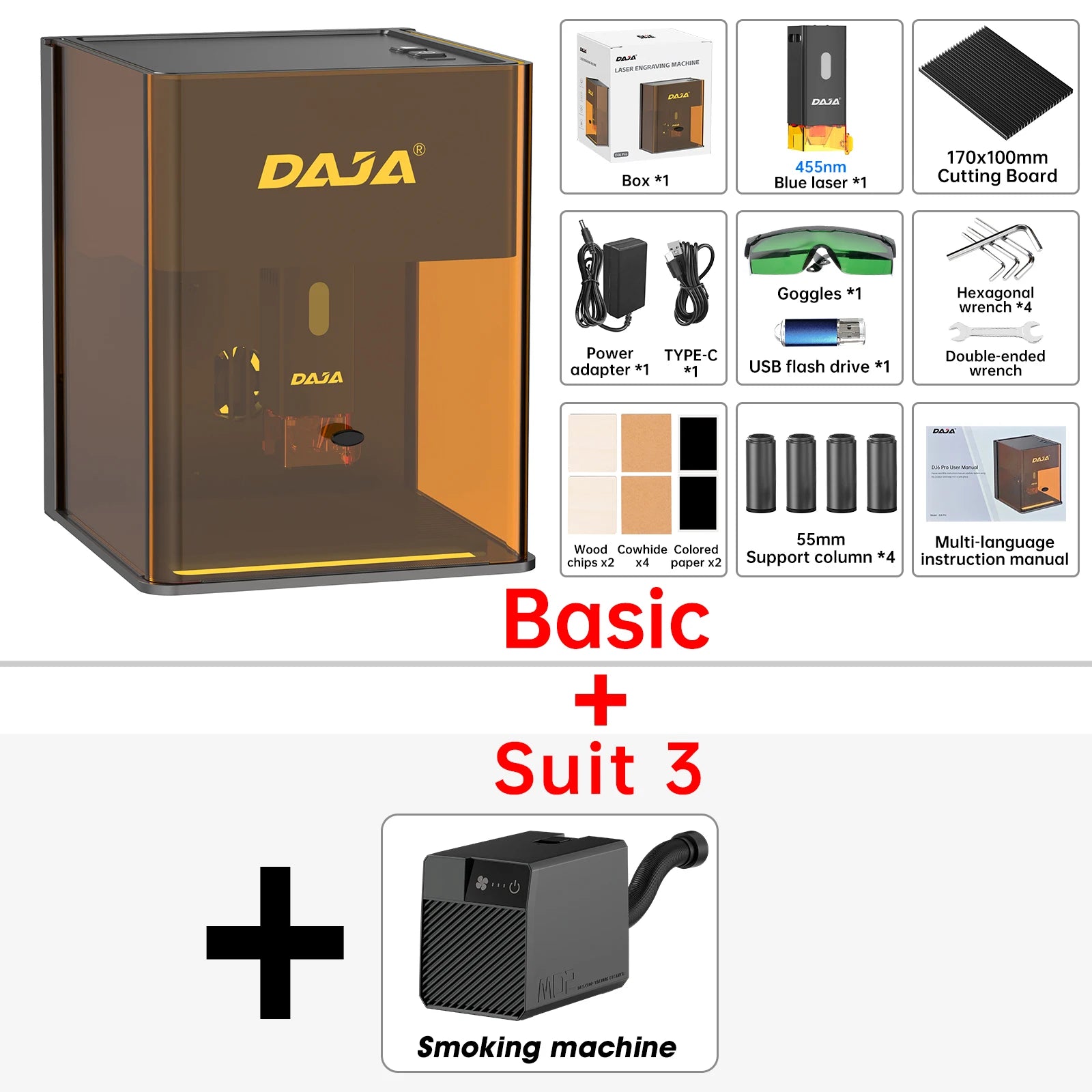 DAJA DJ6 Pro Mini Laser Engraving Machine Safety Cover Cut Business Engraving Machine for Metal JewelryWood Acrylic Glass
