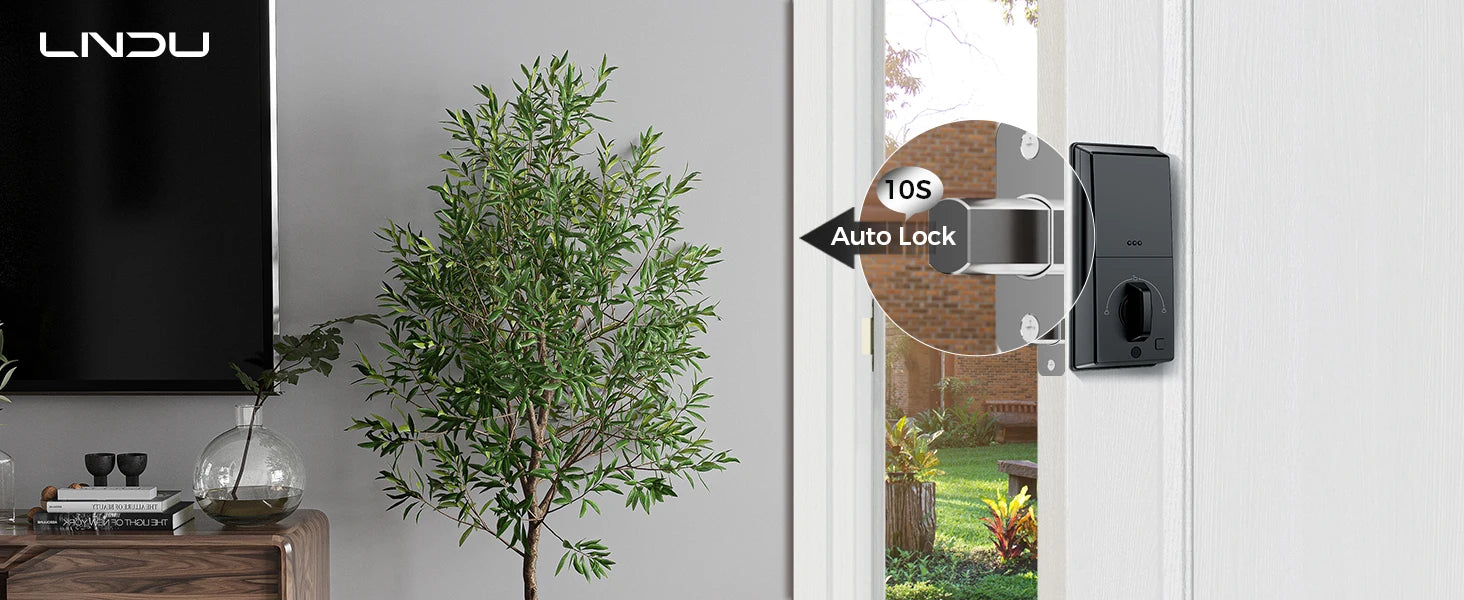 LNDU Smart Lock D180 100 Entry Codes Electronic Keypad Deadbolt Anti-Peeping Password One Touch Auto-Locking Security Door Lock