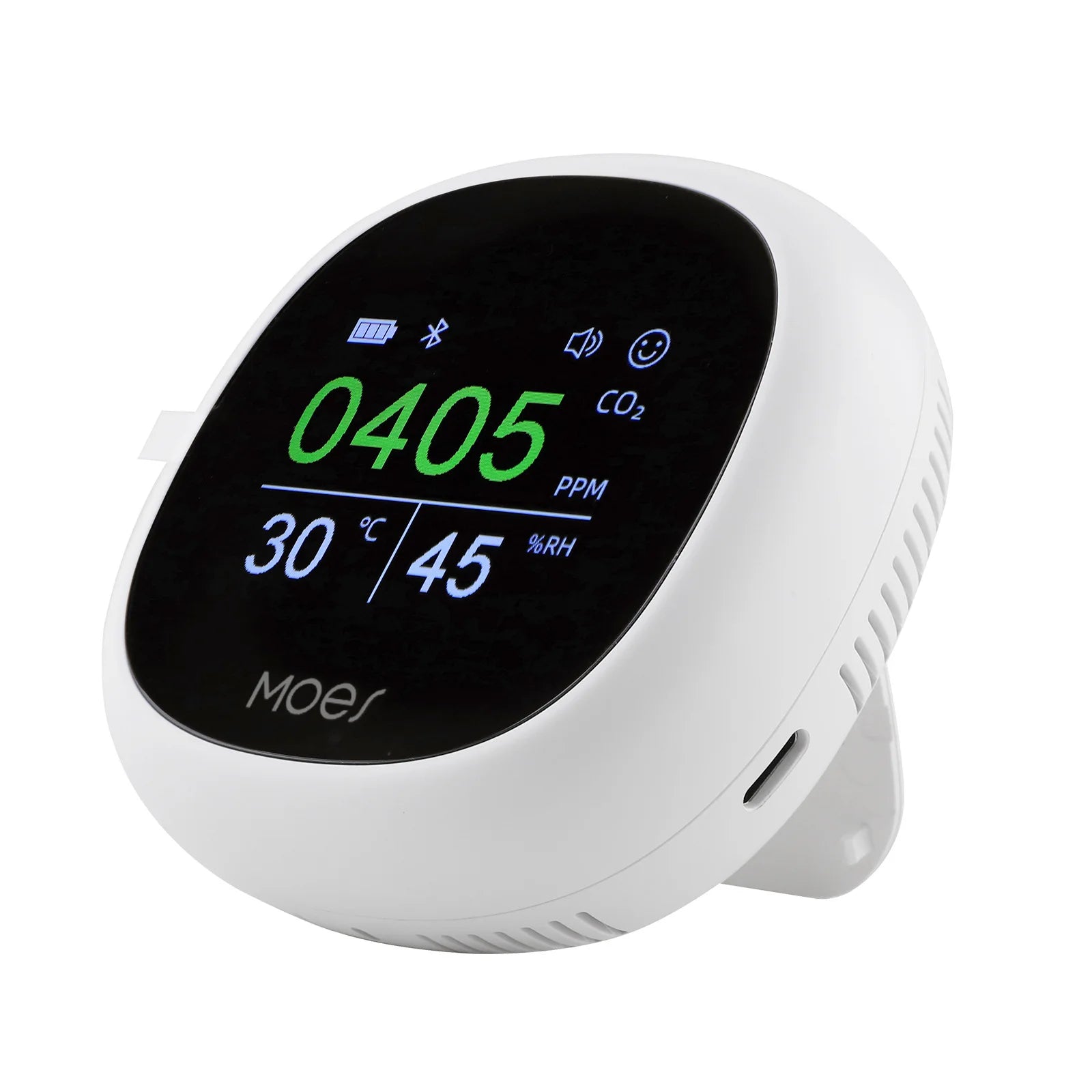 Tuya Smart Bluetooth Air Quality Monitor 3-in-1, APP/Voice Remote Control CO2 Detector with Temperature Humidity Sensor