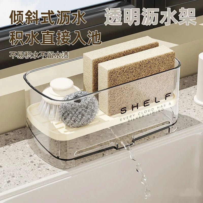 Kitchen Sink Organizer Drain Rack Self-draining Shelf Sponge Holder Dishcloth Faucet Storage Soap Drainer Kitchen Accessories