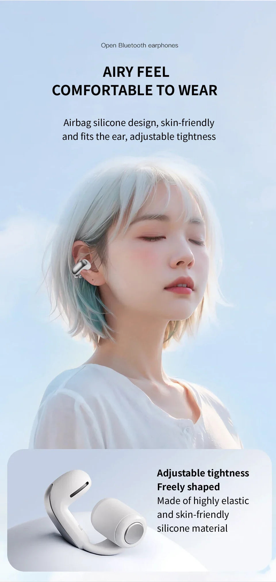 New V12 Earphones Wireless Bluetooth 5.3 Open Headsets HiFi Stereo Sport Earbuds HD Mic Call Ear Clip Headphones For BOSE Ultra