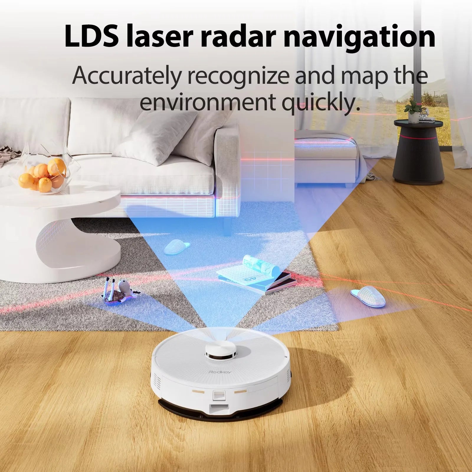 Redkey R10 Robot Vacuum Cleaner – 2-in-1 Mop, 4000Pa Suction, LiDAR Navigation