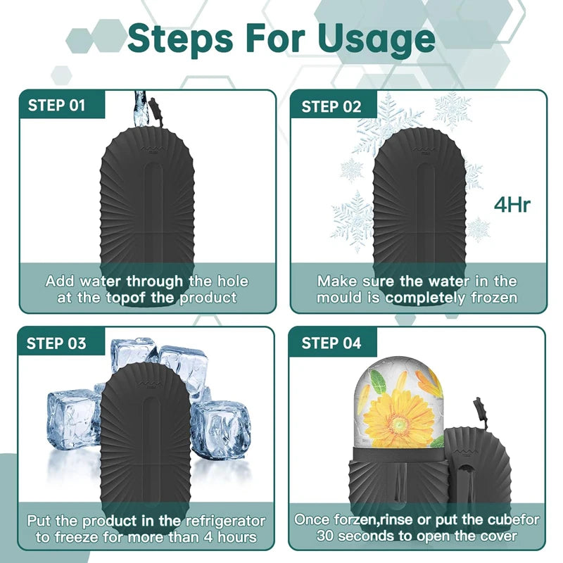 Ice Face Roller & Silicone Ice Cube Mold – Facial Massage Tool for Eye Puffiness, Shrinking Pores & Skin Refreshing