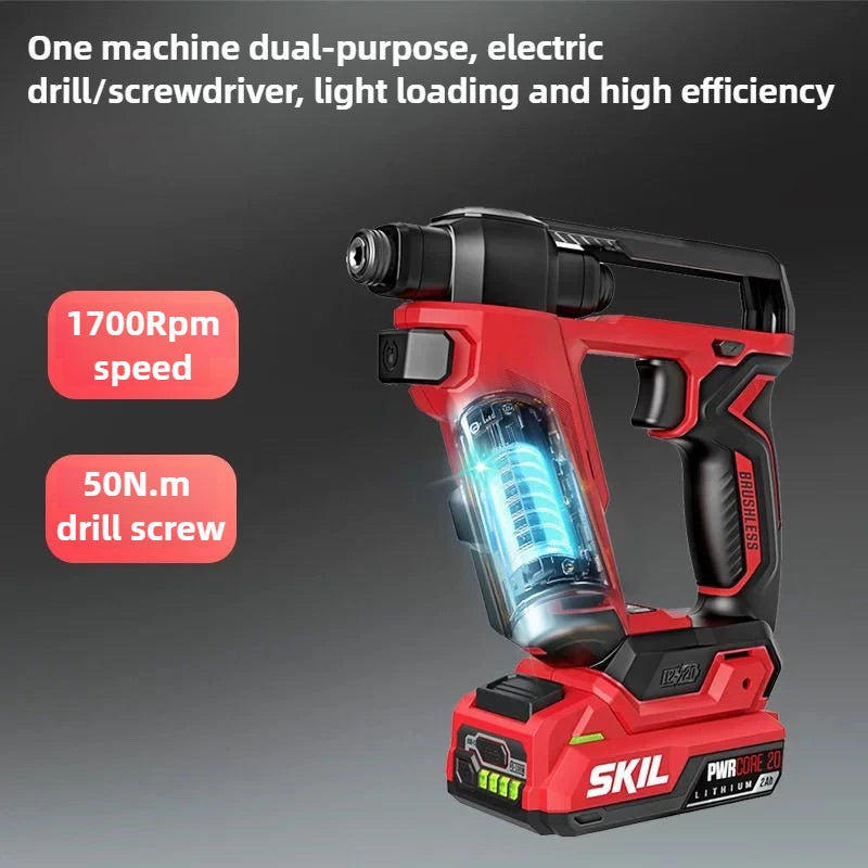 SKIL DL6300 1/4 Inch Electric Impact Drill Electric Screwdriver 50N.m Brushless Motor Double Headed Quick Change 12V/20V Battery