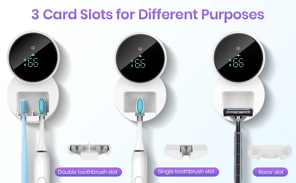 Wall Mounted Toothbrush Holder & Toothbrush Cleaner,Electric ToothBrush Holder, Razor Holder, with Auto Inductive Open/Close