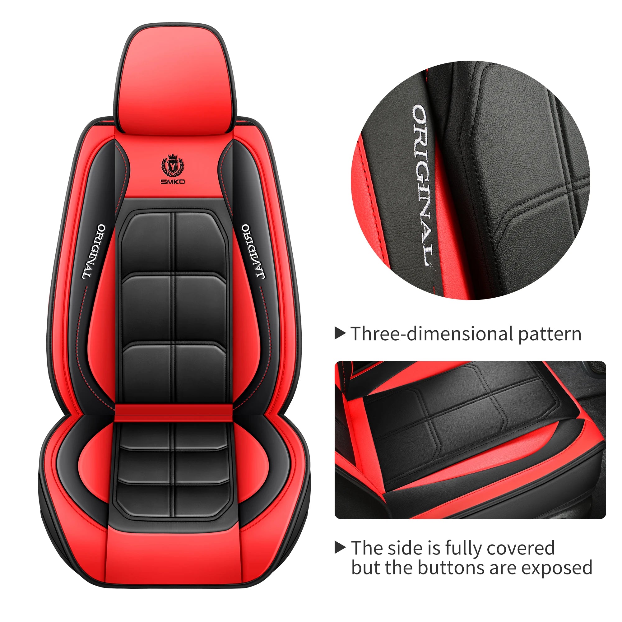1pc Premium PU Leather Universal Fit Car Seat Cover All-Season Protector Mat with Soft Cushion Full Package Seat Cover